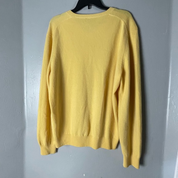 Lands’ End Yellow V-neck Cashmere Sweater M - Picture 4 of 12